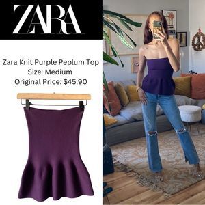Zara Knit Purple Peplum Top